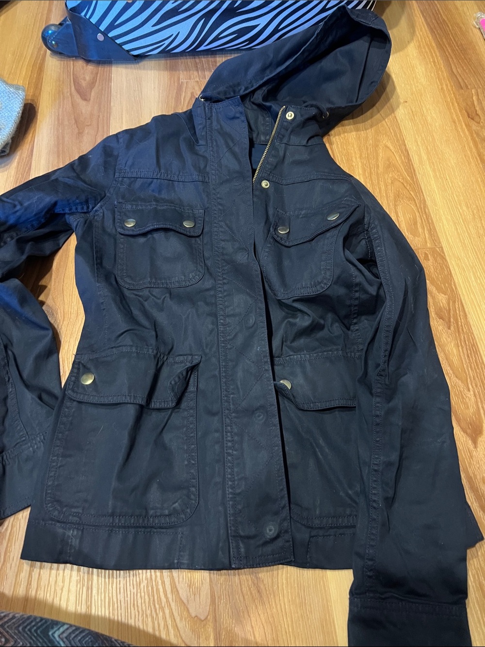 J. Crew Black Hooded Field Jacket